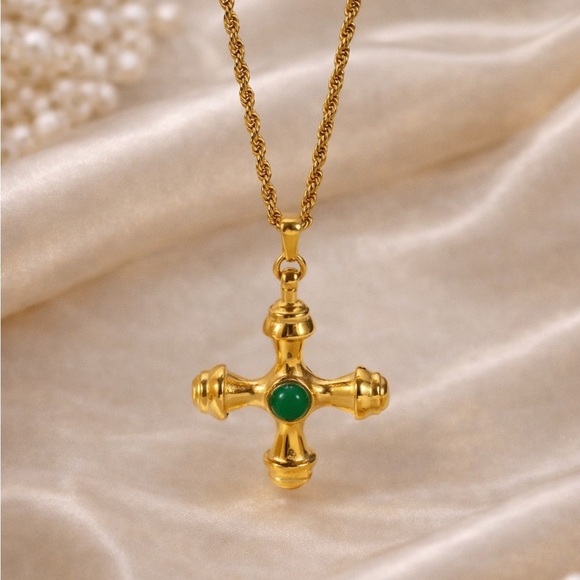 Anthropologie Jewelry - Vintage Gold Cross Necklace
